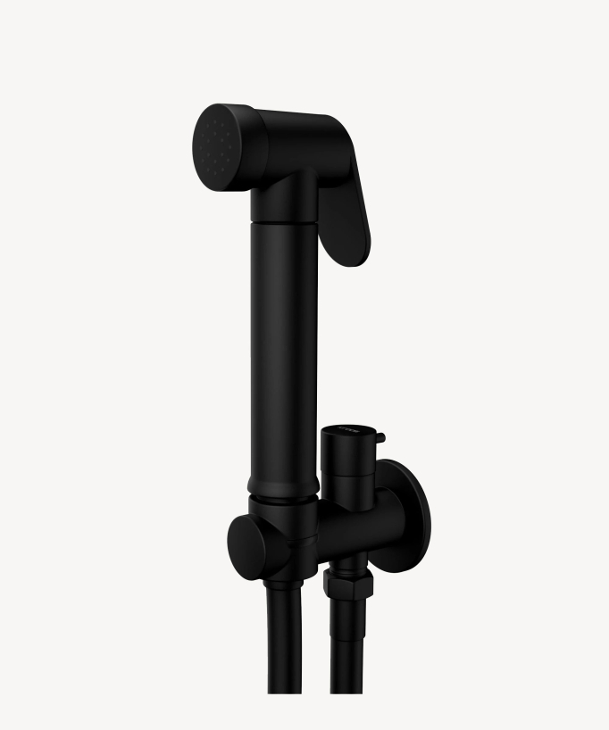 Kit doccetta WC da parete rotonda - Nero