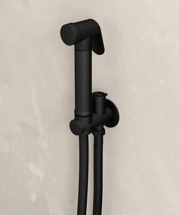 Kit doccetta WC da parete rotonda - Nero