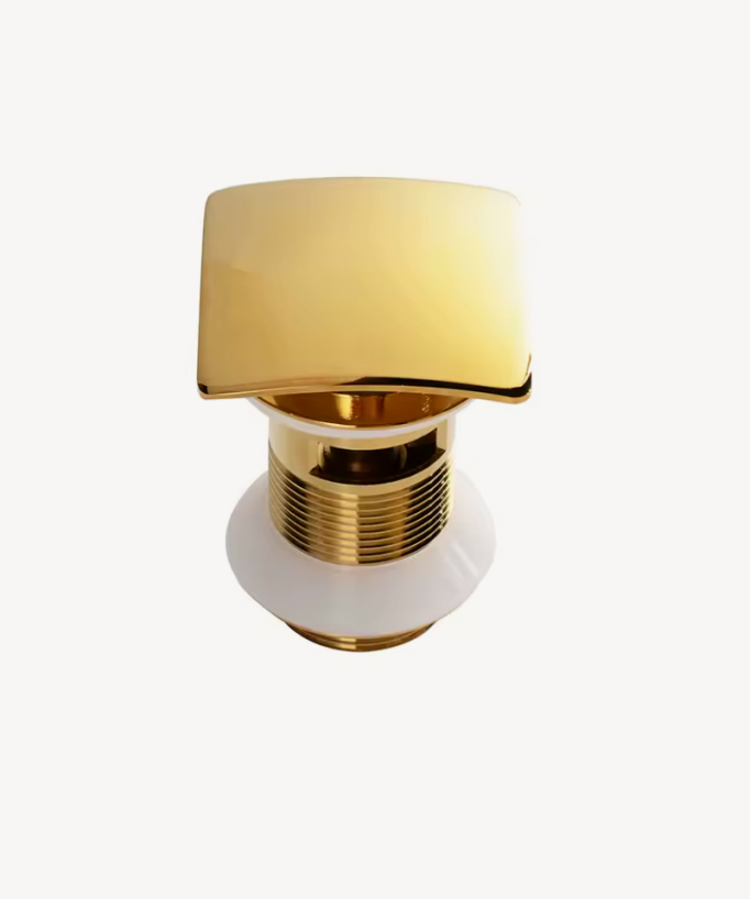 Bonde lavabo quadrata con troppopieno - Dorato