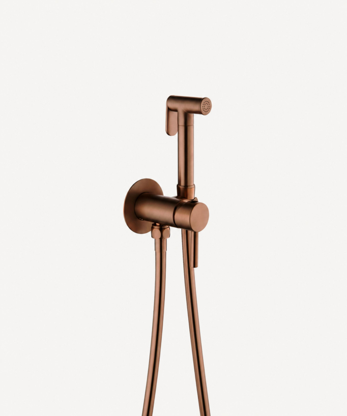 Miscelatore doccetta wc tondo da incasso Oro rosa spazzolato - Corbeau