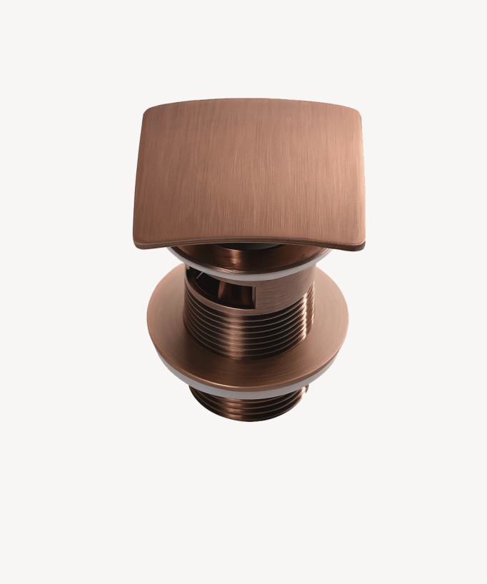 Piletta lavabo quadrata con troppopieno - Oro rosa spazzolato
