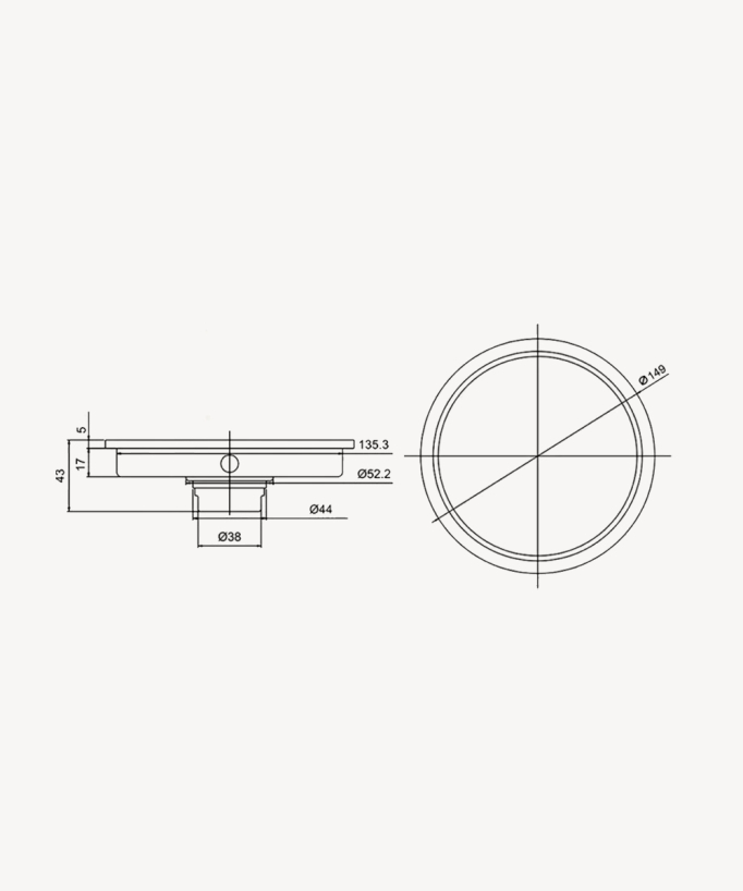 Sifone a pavimento rotondo in acciaio inox - Gun metal