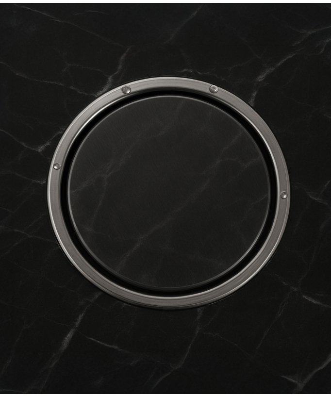 Sifone a pavimento rotondo in acciaio inox - Gun metal