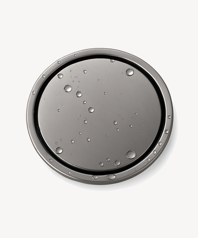 Sifone a pavimento rotondo in acciaio inox - Gun metal