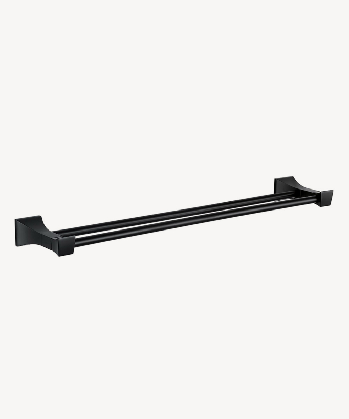 Porte serviettes avec double barre couleur noir, collection Cloe