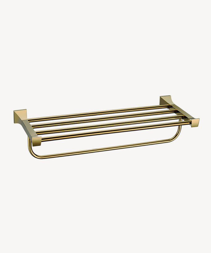 Portasalviette a muro con ripiano Dorato - Chloe - small