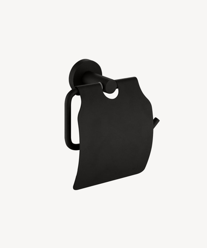 Porta rotolo con coperchio Nero - Corbeau