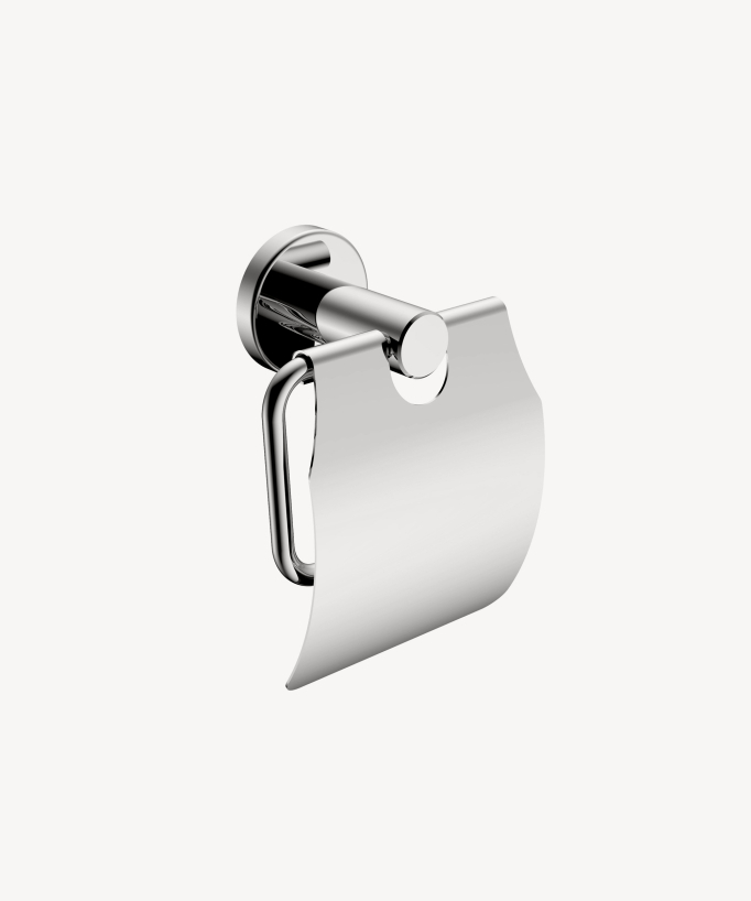 Portarotolo WC con coperchio Cromato - Corbeau
