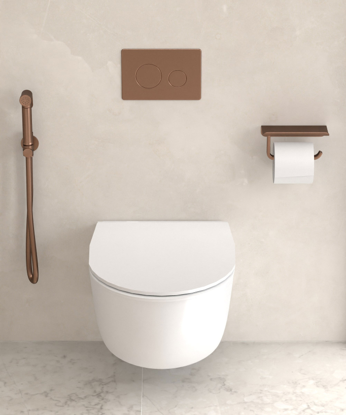 Portarotolo WC a muro Oro rosa spazzolato - Corbeau - small