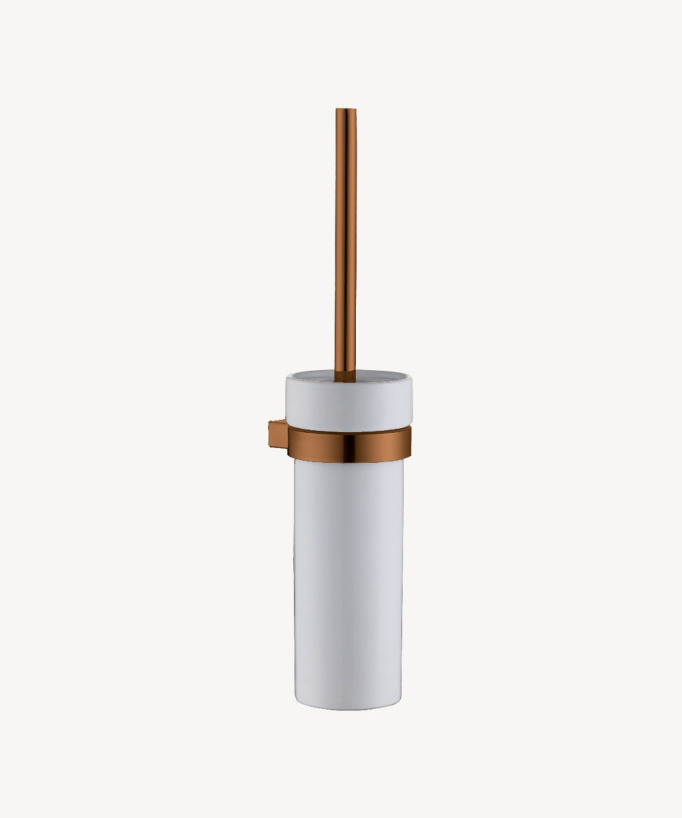 Portascopino WC da parete in acciaio inox Oro rosa spazzolato - Sirius