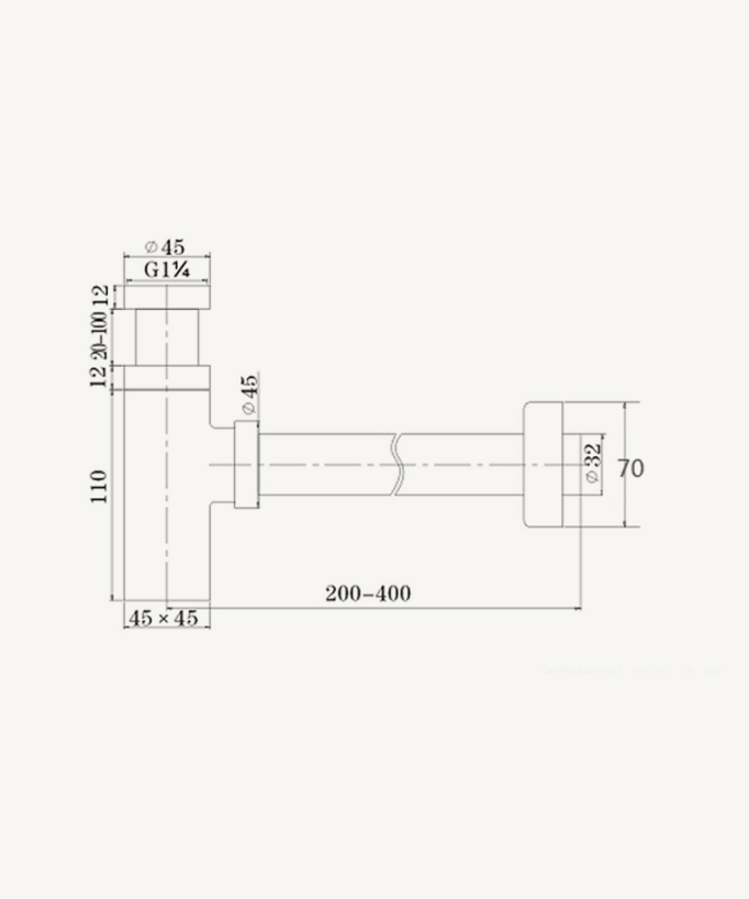Sifone lavabo quadrato Cromato
