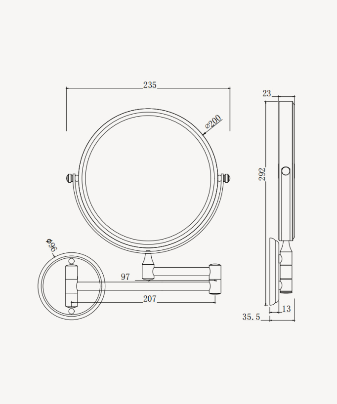Specchio ingranditore rotondo - Dorato