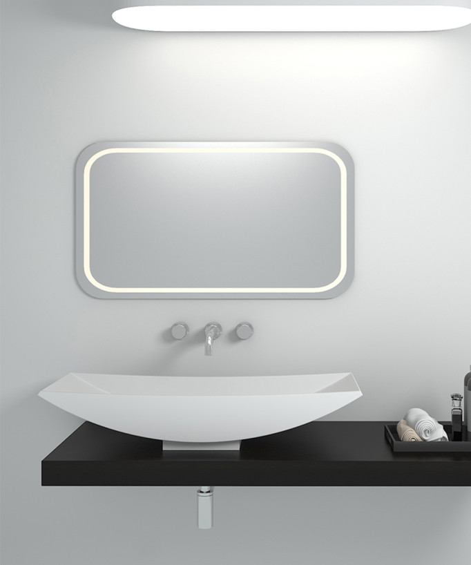 Lavabo rettangolare da appoggio in solid surface Bianco opaco - Gamboma - small