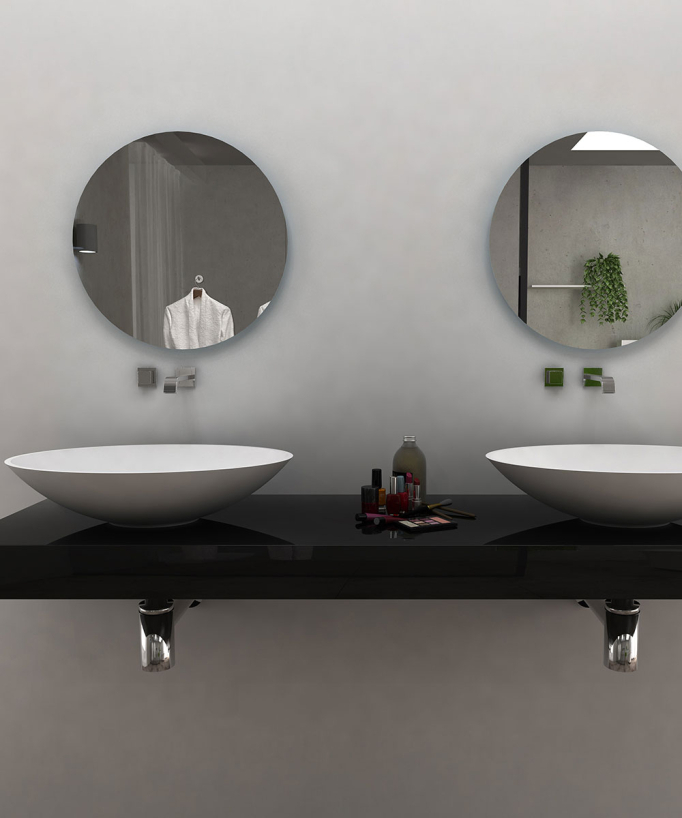Lavabo ovale da appoggio in solid surface Bianco opaco - Kabinda - small