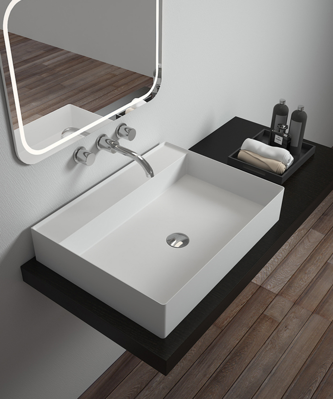 Lavabo da appoggio rettangolare in solid surface - Baraka