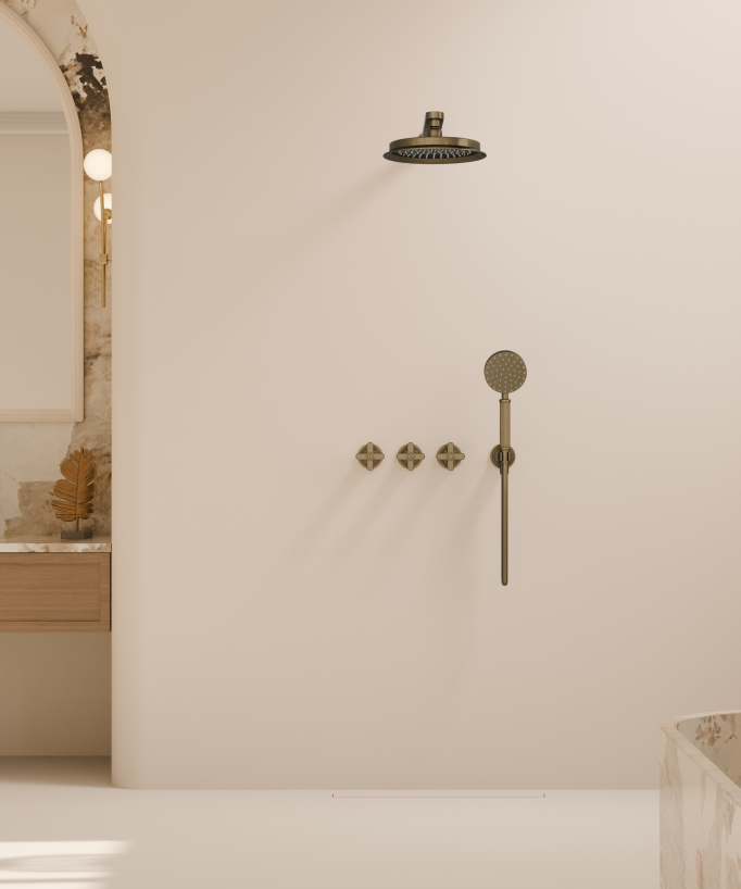 Set doccia incasso Bronzo - Miscelatore, soffione e doccetta - Hera