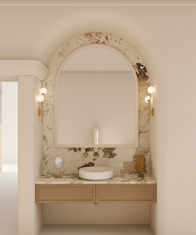 Rubinetto lavabo a parete oro spazzolato - Hera