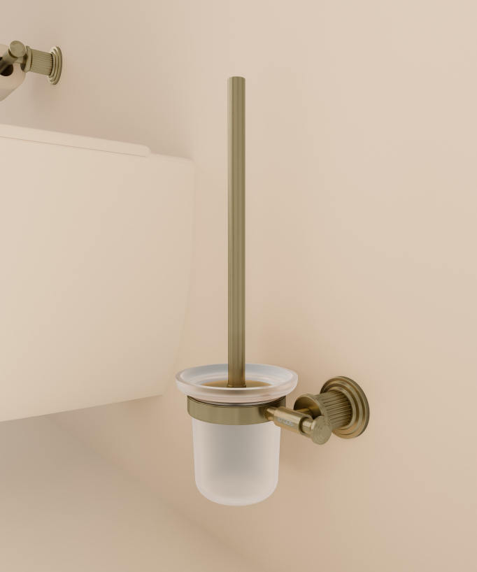 Portascopino WC a muro Dorato spazzolato - Hera