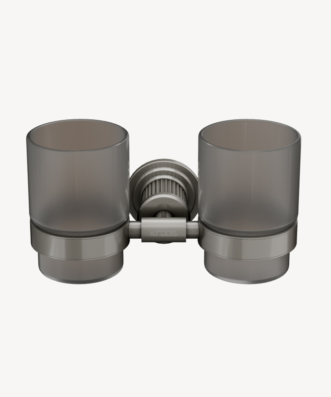 Porta doppio bicchiere da parete Nickel spazzolato - Hera