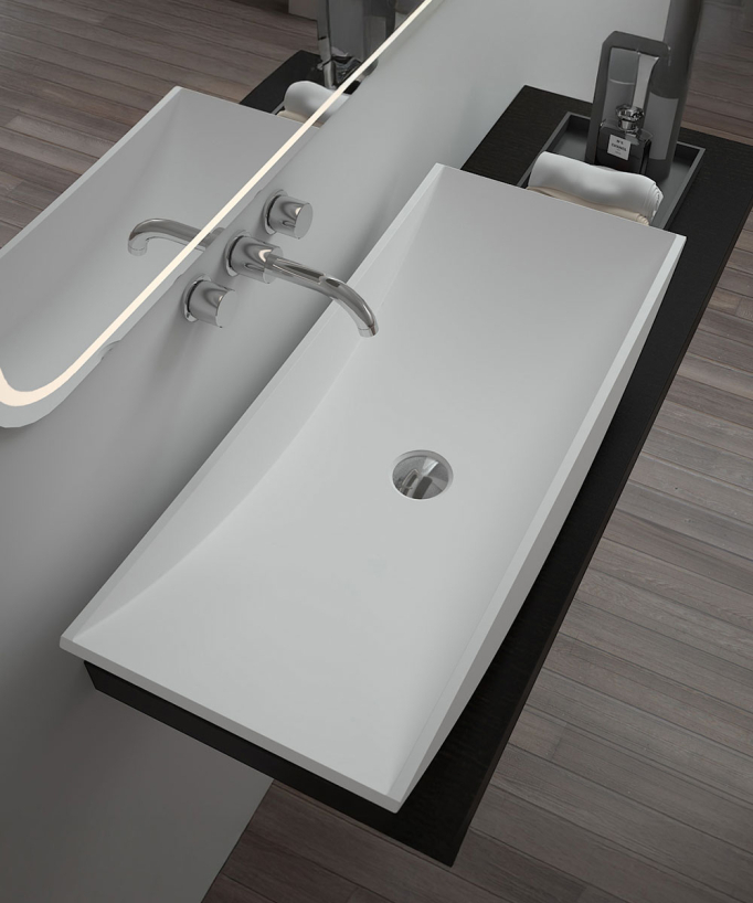 Lavabo rettangolare da appoggio in solid surface Bianco opaco - Gamboma
