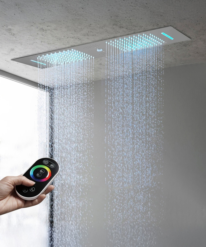 Gruppo doccia termostatico con 3 getti LED - 900x300 mm