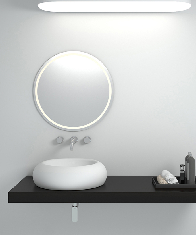 Lavabo rotondo da appoggio in solid surface Bianco opaco - Sibiti - small