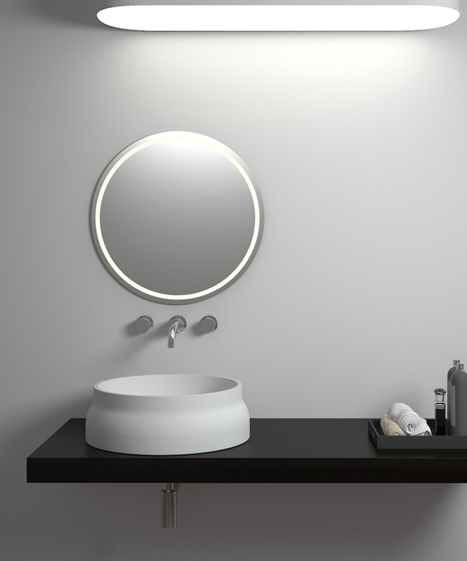 Lavabo rotondo da appoggio in solid surface Bianco opaco - Impfondo - small