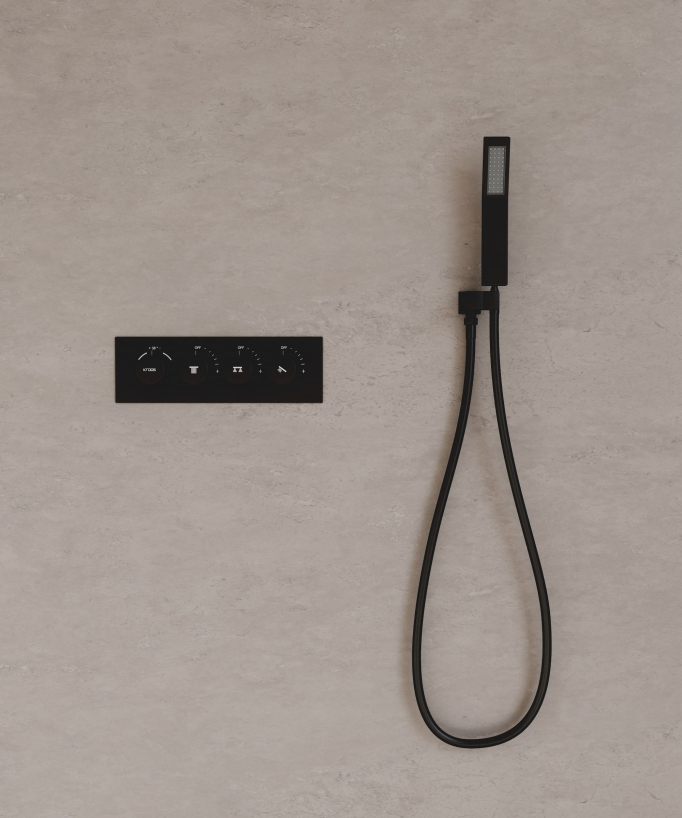 Gruppo doccia termostatico a LED a soffitto - Nero
