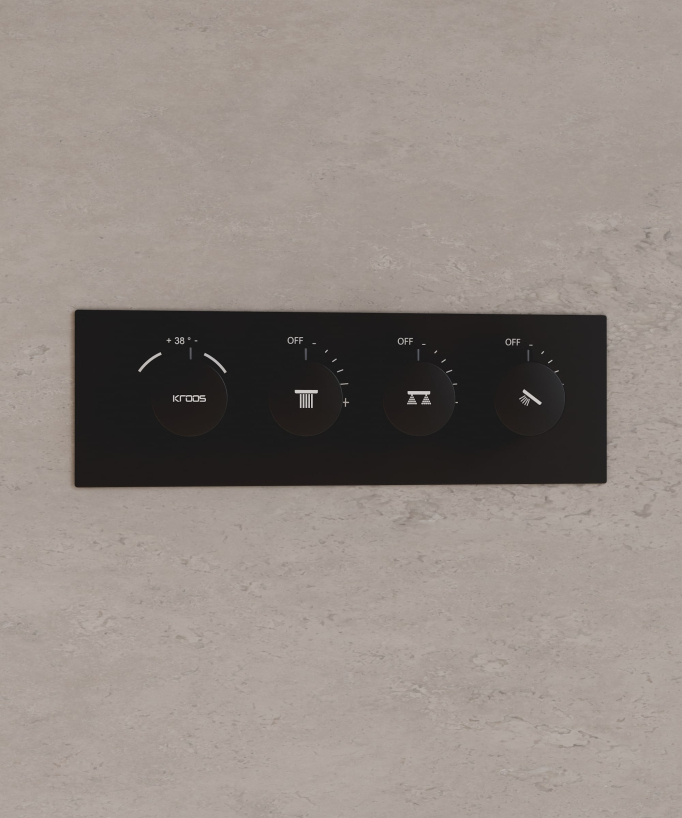 Gruppo doccia termostatico a LED a soffitto - Nero