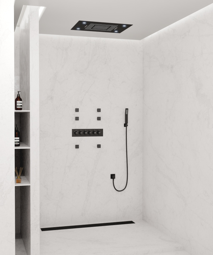 Pannello doccia termostatico multifunzione a LED - 600x800 mm