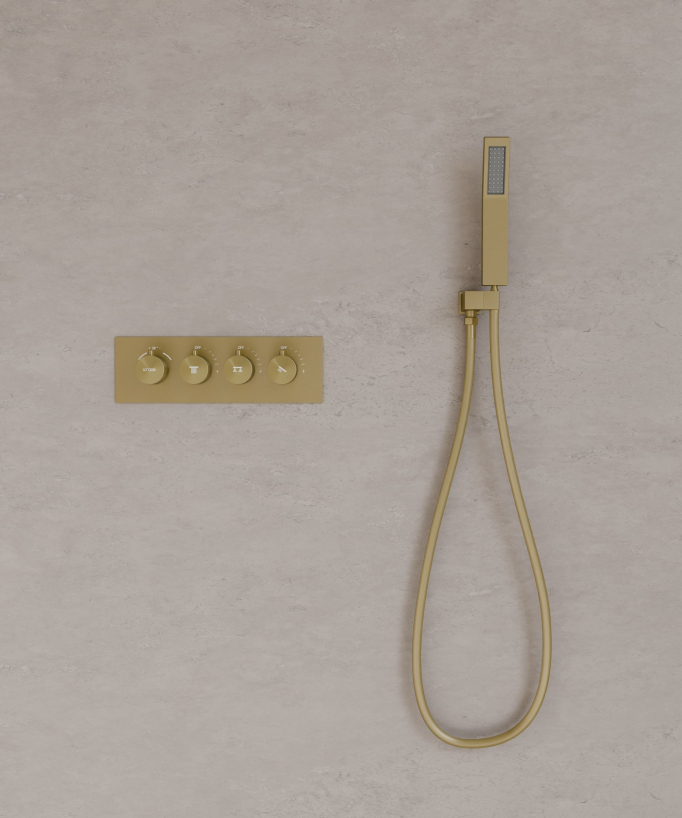 Miscelatore termostatico per doccia con plafoniera a LED