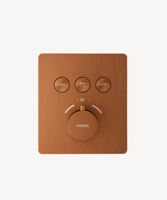 Set doccia termostatico con soffione a pioggia LED incasso soffitto Oro rosa spazzolato - Sirius