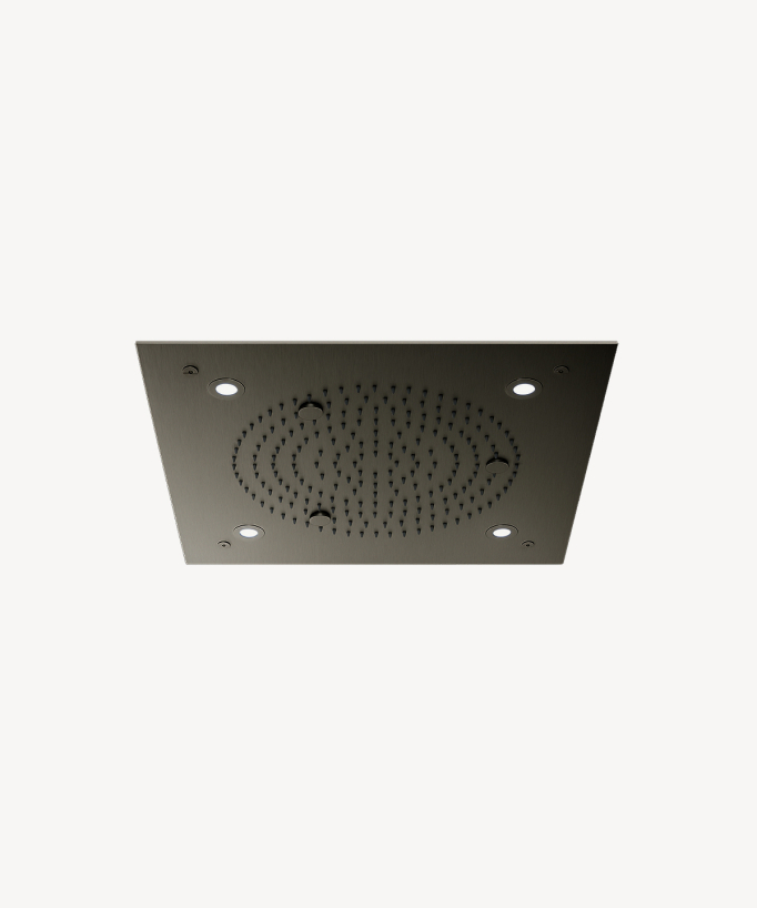 Set doccia termostatico con soffione a pioggia LED incasso soffitto Gun metal - Sirius