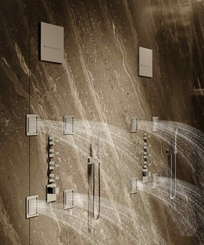 Composizione doccia termostatica con soffione a pioggia Wellness e body jets - Sirius