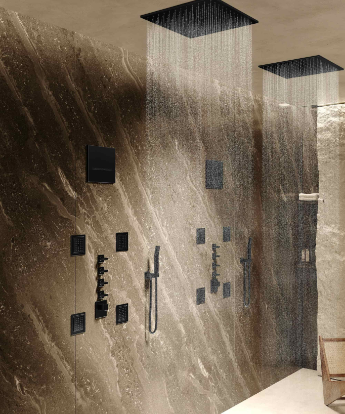Composizione doccia termostatica con soffione a pioggia Wellness e body jets - Sirius