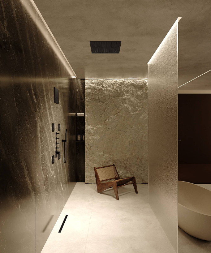 Composizione doccia termostatica soffione wellness con body jets Nero - Sirius