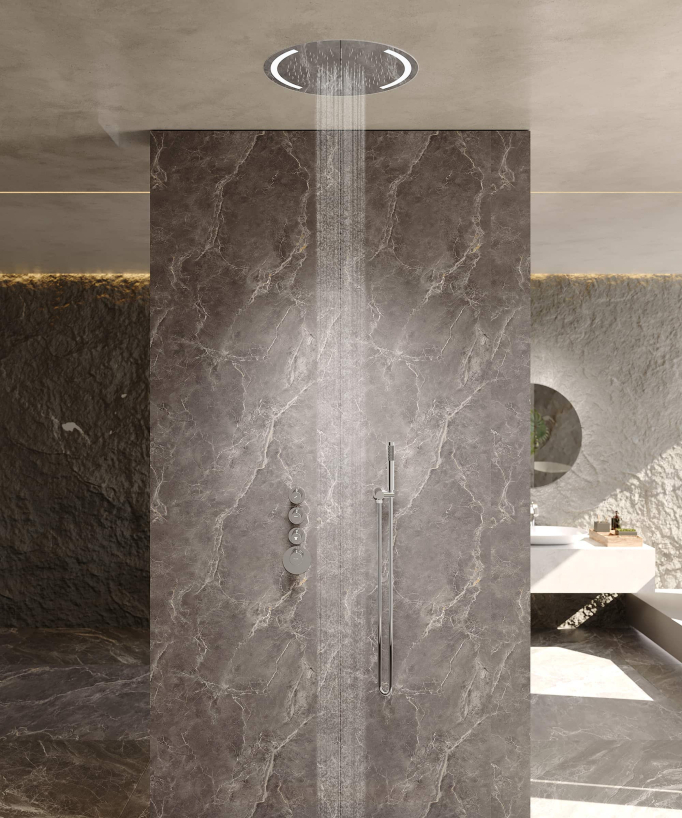 Set doccia termostatica con soffione tondo a LED - Corbeau