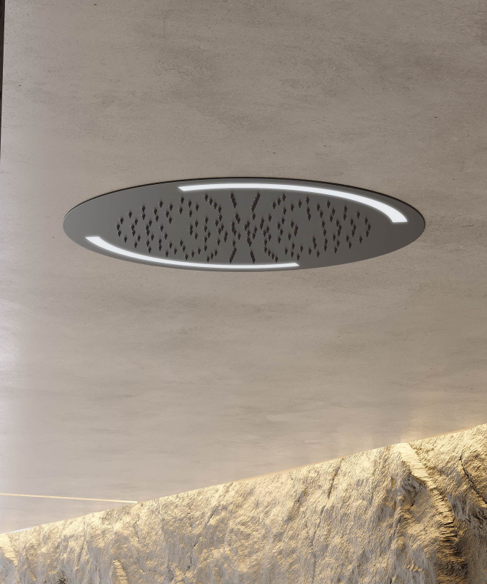 Pack doccia termostatico con soffione rotondo a LED Gun metal - Corbeau