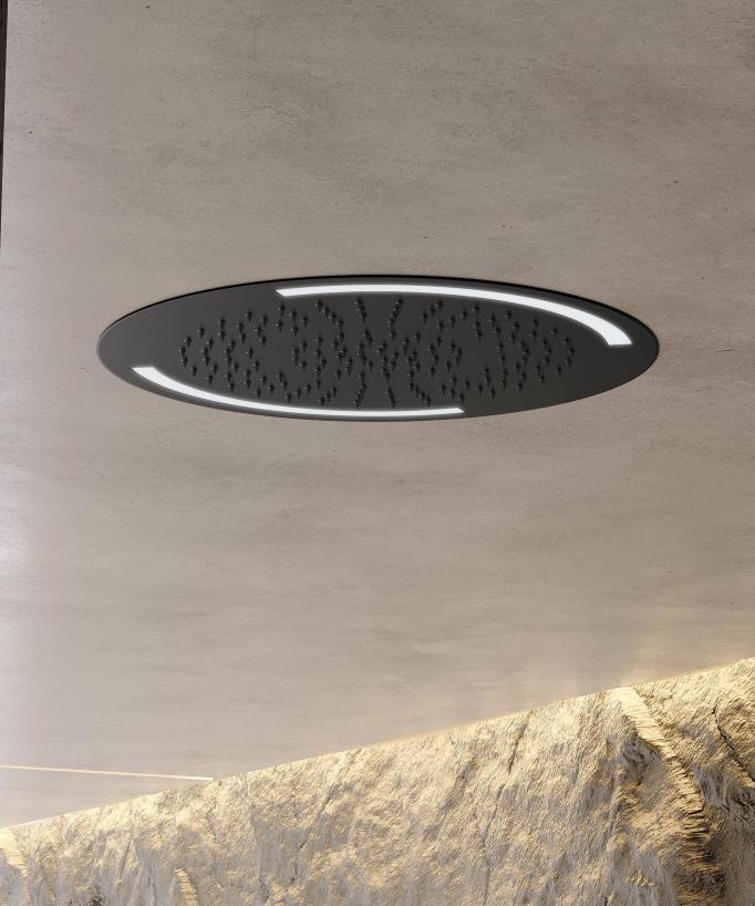 Pack doccia termostatico con soffione rotondo a LED Nero - Corbeau