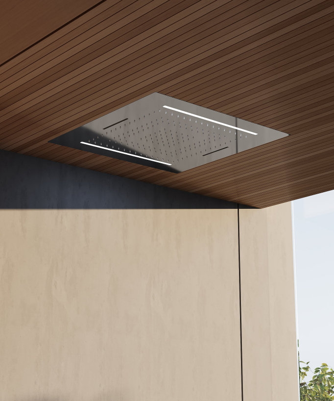 Set doccia termostatica, soffione multifunzione 70x70 cm a LED