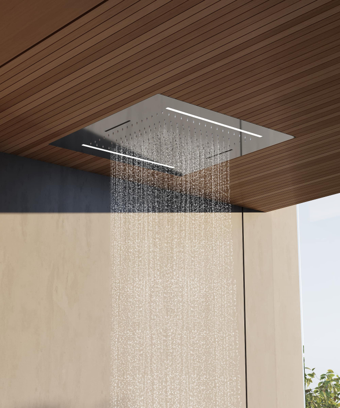 Set doccia termostatica, soffione multifunzione 70x70 cm a LED