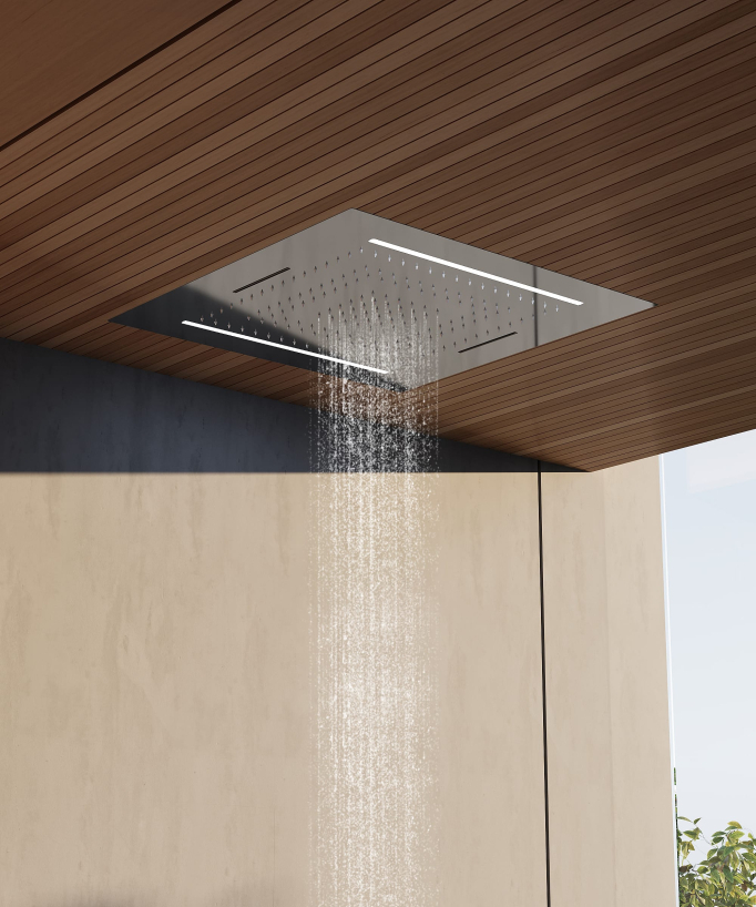 Set doccia termostatica, soffione multifunzione 70x70 cm a LED