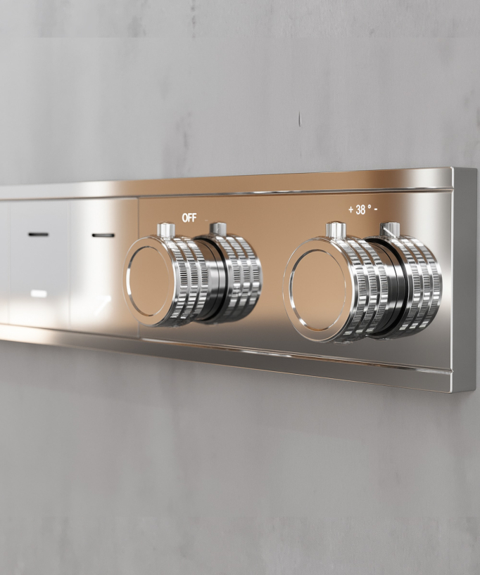 Set doccia termostatica, soffione multifunzione 70x70 cm a LED
