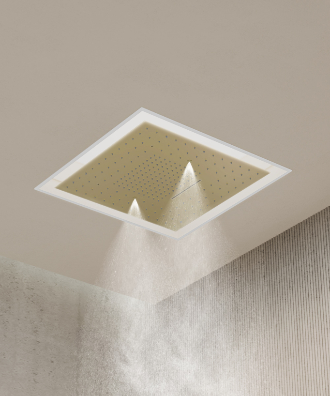 Set miscelatore termostatico doccia Wellness a LED Oro spazzolato - Sirius