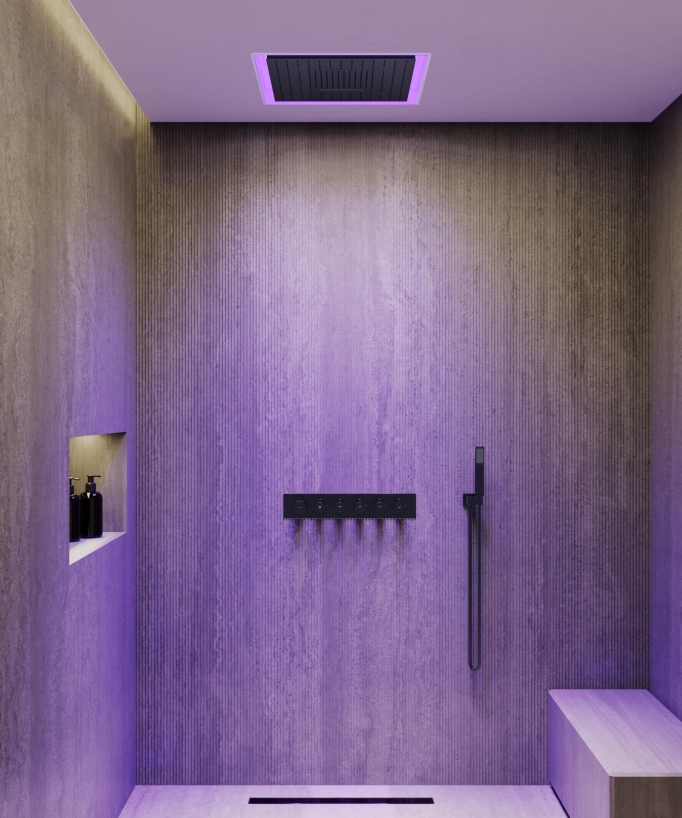 Set miscelatore termostatico doccia Wellness a LED Nero - Sirius
