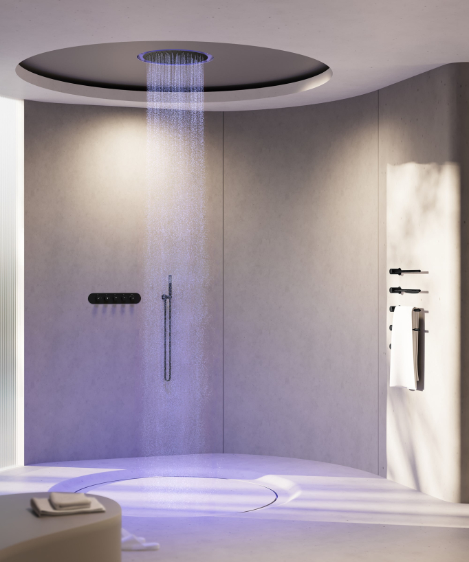 Set miscelatore termostatico doccia Wellness a LED Nero - Corbeau