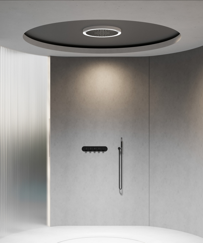 Set miscelatore termostatico doccia Wellness a LED Nero - Corbeau
