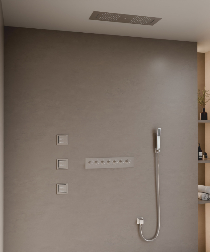 Gruppo doccia termostatico con 3 getti LED - 900x300 mm