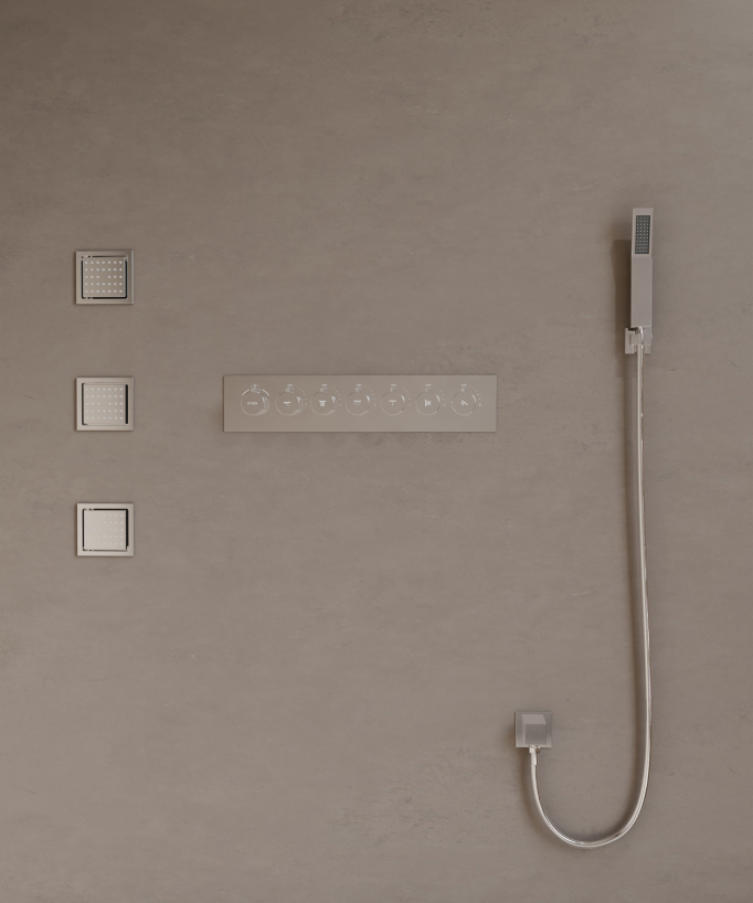 Gruppo doccia termostatico con 3 getti LED - 900x300 mm