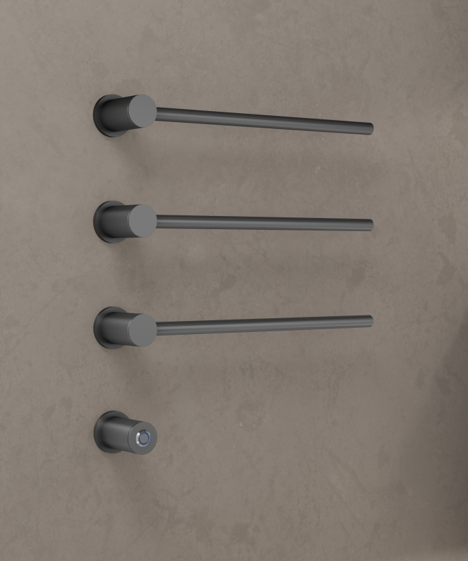 Scaldasalviette elettrico in acciaio inox da parete gunmetal